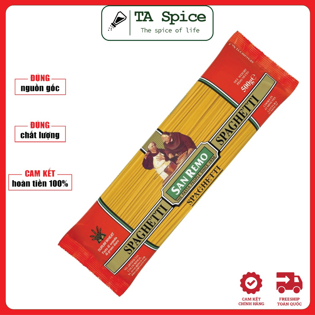 [HÀNG MỚI VỀ]  Mì Spaghetti San Remo Số 5 sợi tròn gói 500g - San Remo Spaghetti Pasta No.5