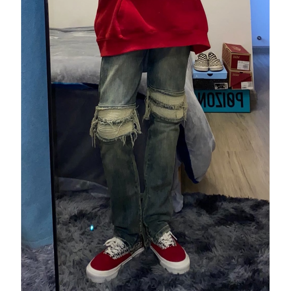 Quần Jean Rách Gối Nam Nữ  Cực Chất Phong Cách Retro Siêu Đẹp - Cam Kết Hàng Y Hình - Bigsize S đến 3XL