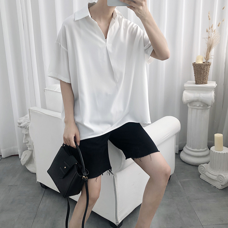 Áo sơ mi nam ngắn tay màu trơn phong cách Hàn Quốc