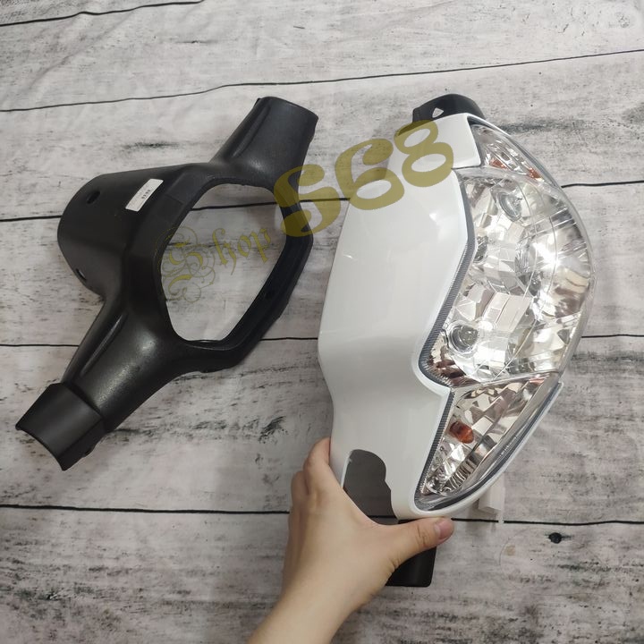 Combo 3 món ốp đầu, gáy sau và pha đèn Loại 2 bóng cho xe Wave Anpha cũ - ZX và Wave 110 đời 1997- 2006 - SPS-CB-ôđ2bóng