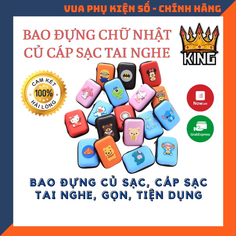 Bao Đựng phụ kiện tai nghe cáp sạc - Nhỏ Gọn Tiện Lợi Vô Cùng ( Màu Đen Và Hồng )