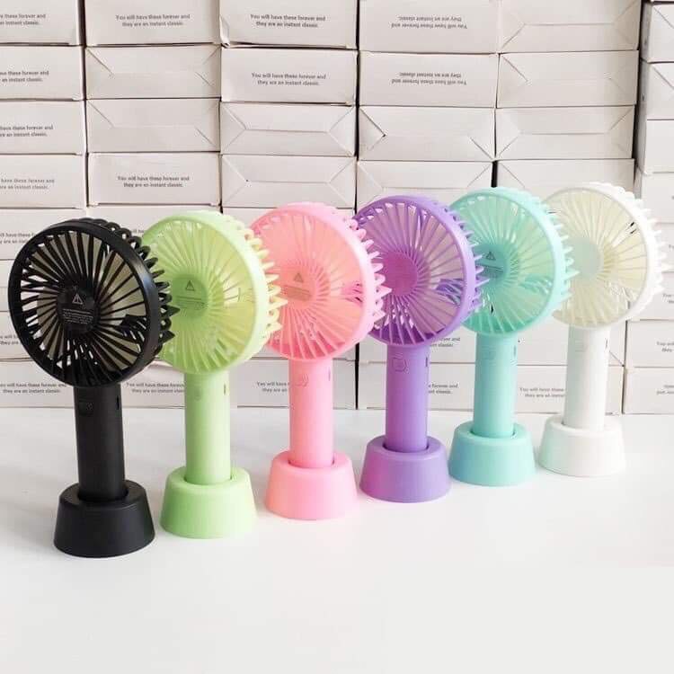 Quạt sạc pin cầm tay có chân đế USB Hand Mini Fan - nhiều màu