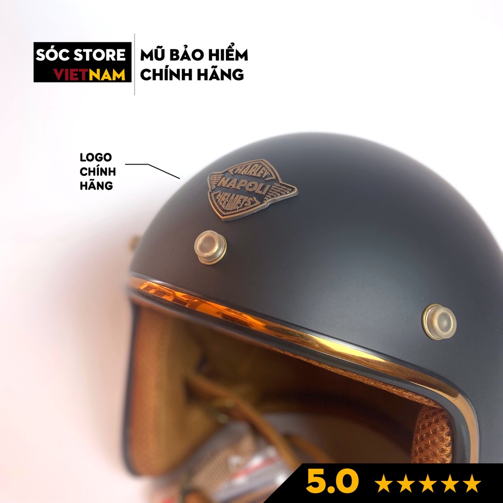 Mũ bảo hiểm 3/4 NAPOLI chính hãng, nón bảo hiểm 3/4 nam nữ Sóc Store freesize