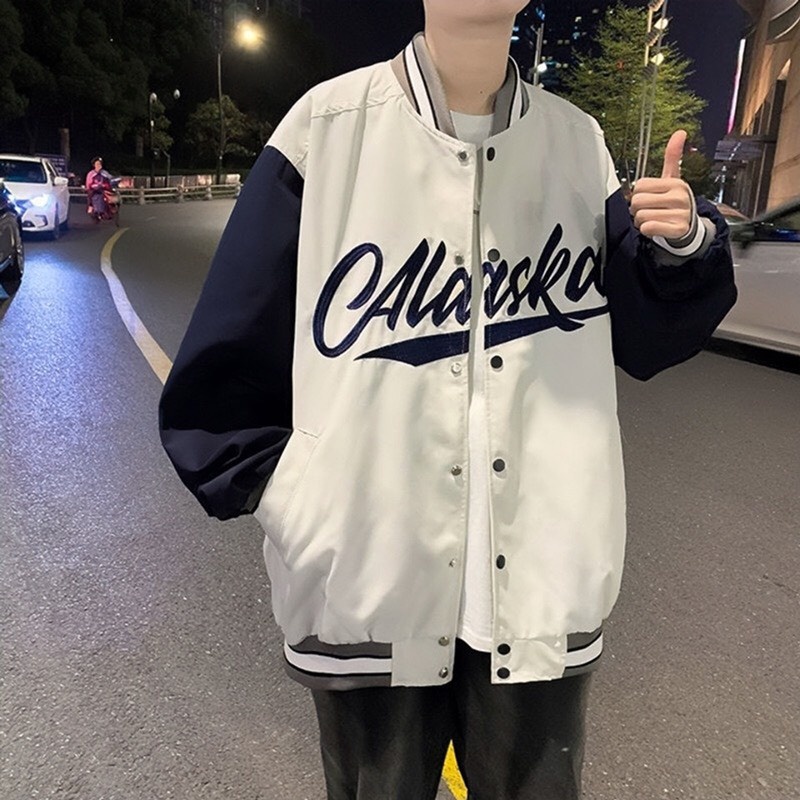 Áo Khoác Bomber Jacket Dù 2 Lớp ALASKA Varsity Form Rộng Nam Nữ Unisex Phong Cách Hàn Quốc Ulzzang