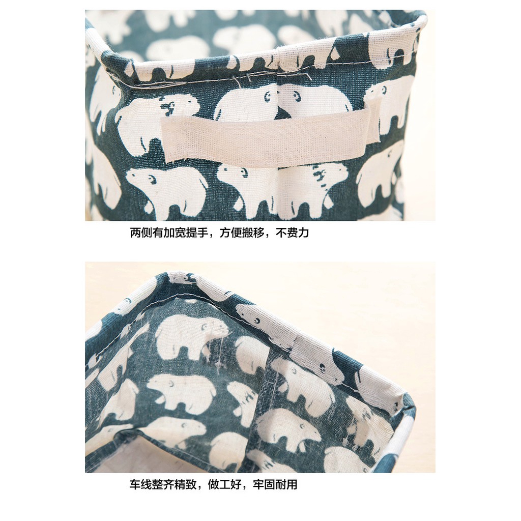 cotton and linen handle desktop debris storage box