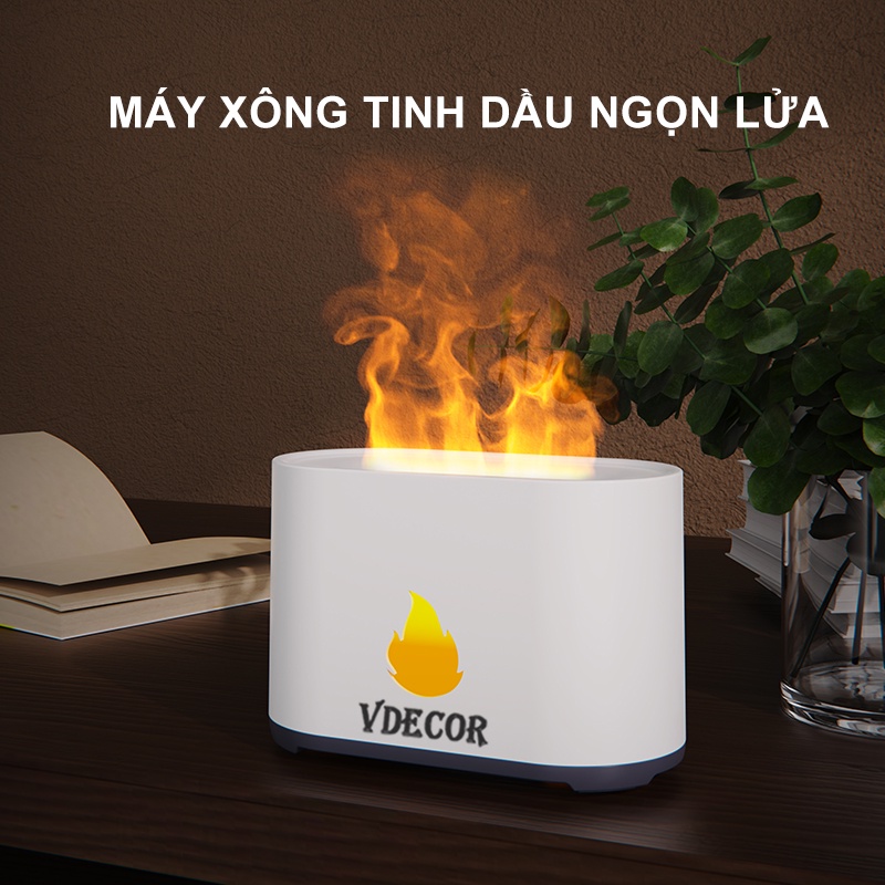 Máy xông tinh dầu Vdecor hình ngọn lửa trang trí bàn làm việc làm thơm phòng tạo ẩm cho da