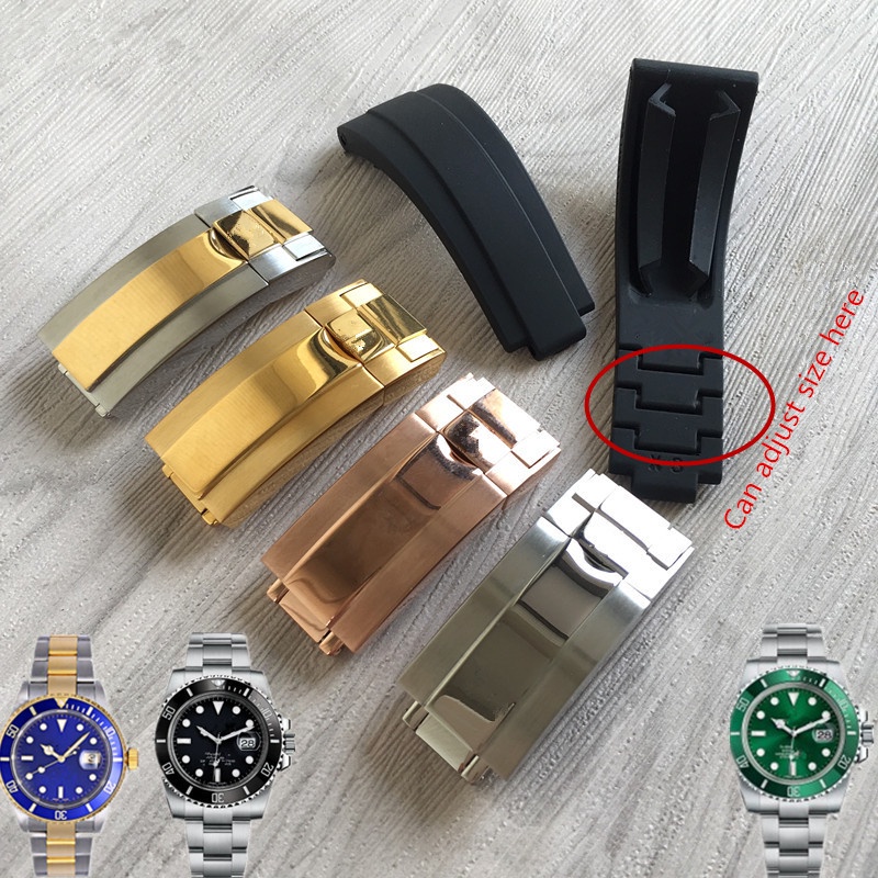 ROLEX Dây Đeo Đồng Hồ Bằng Silicon Màu Đen/Xanh Lá/Đen Thay Thế Cho Yorch Cosmograph Daytona Oyster Perpetual Date Just Black Ghost 20mm