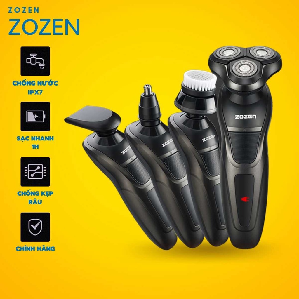 Máy cạo râu 3 trong 1 Zozen đen trơn chính hãng chống nước, sạc nhanh, cạo sát - Shushi Kids