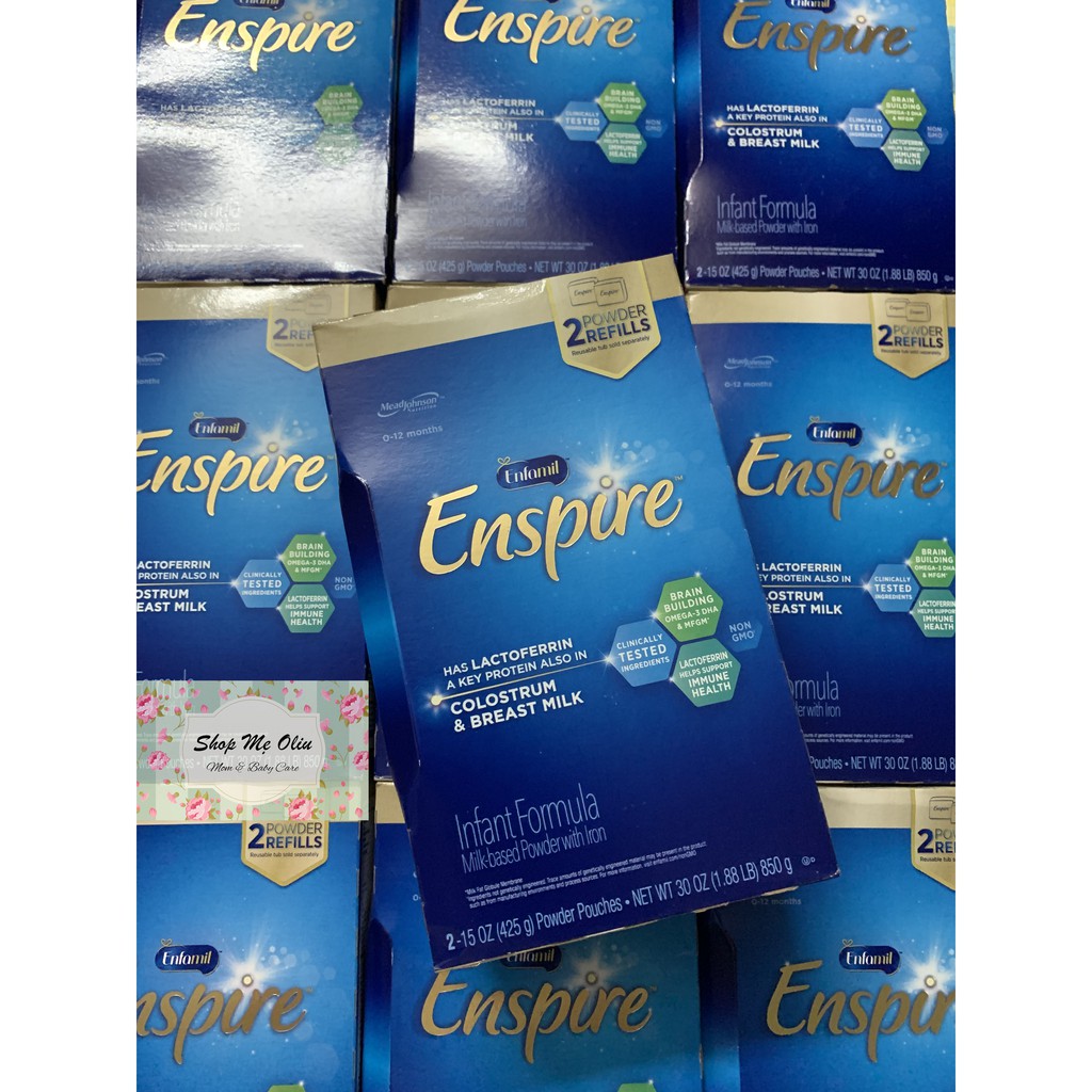 [HÀNG AIR - DATE 8/2024] Sữa Enfamil Enspire Hộp giấy mẫu mới cho bé từ 0-12 tháng 850g