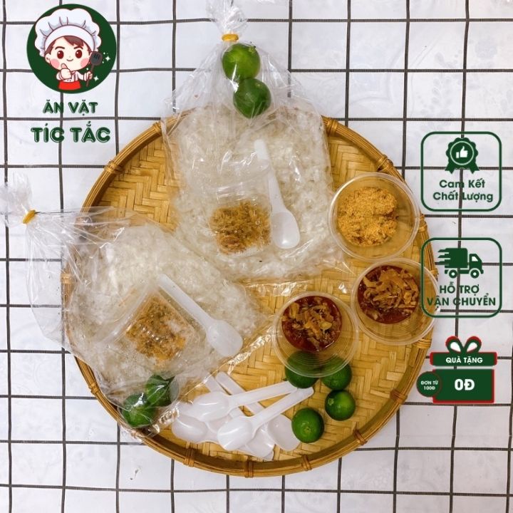 Bánh Tráng Sợi Phơi Sương Dẻo Chấm Muối Hành Phi Cay Cay Không Dầu Mỡ Tíc Tắc