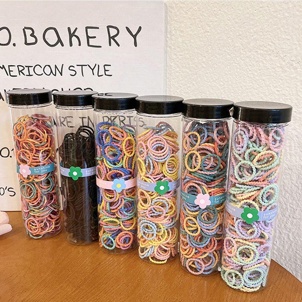 JARRED Hộp 300 Chun Buộc Tóc Nhiều Màu Dễ Thương