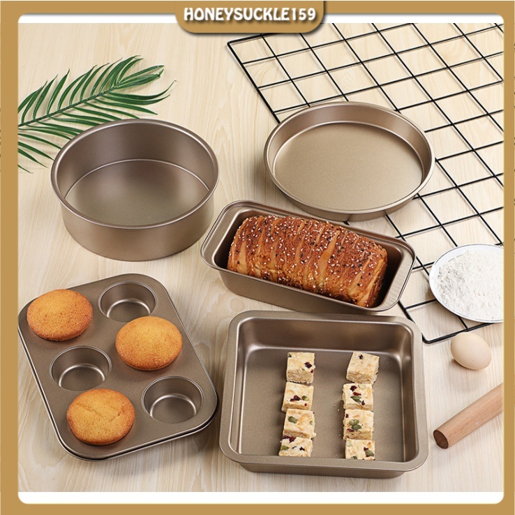 [SẴN HÀNG] Trọn Bộ Set 5 Khuôn Làm Bánh Cao Cấp Màu Gold Đen Chống Dính Cao Cấp
