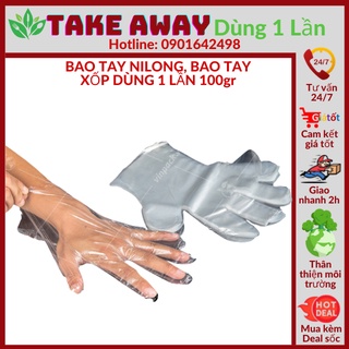 Bao tay nilon bao tay xốp dùng một lần 100gr - Take Away Dùng 1 Lần