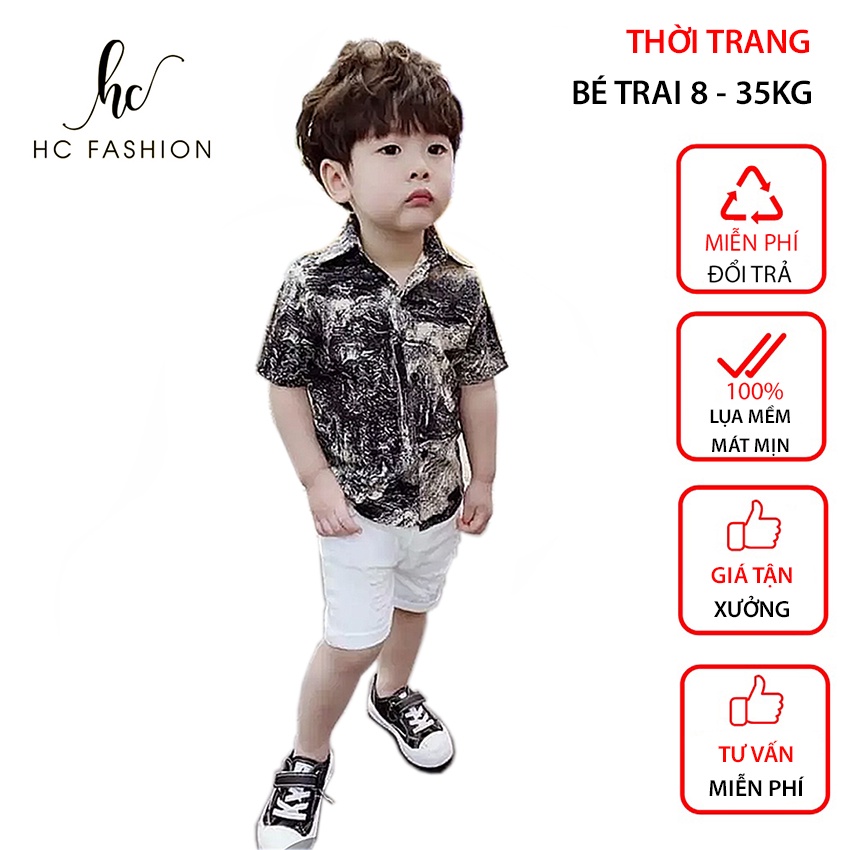 [TOPSALE 5/5] Áo sơ mi cho bé trai 8-35kg - Chất lụa siêu mát, mềm mại, an toàn với làn da - Quần áo bé trai Hàn Quốc HC