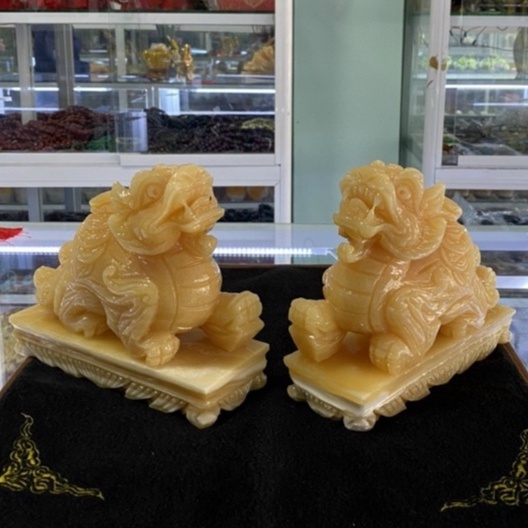 Tỳ Hưu Chiêu Tài, Tỳ Hưu Phong Thủy Đá Ngọc Hoàng Long - Dài 20cm