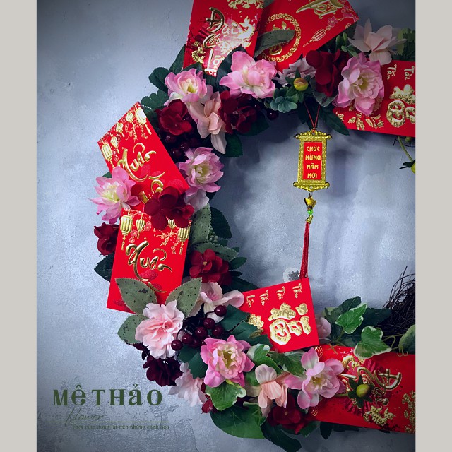 (Giá Tại Xưởng) Vòng Nguyệt Quế Trang Trí Tết, Decor Phòng Khách, Shop, Studio của Mê Thảo Flower