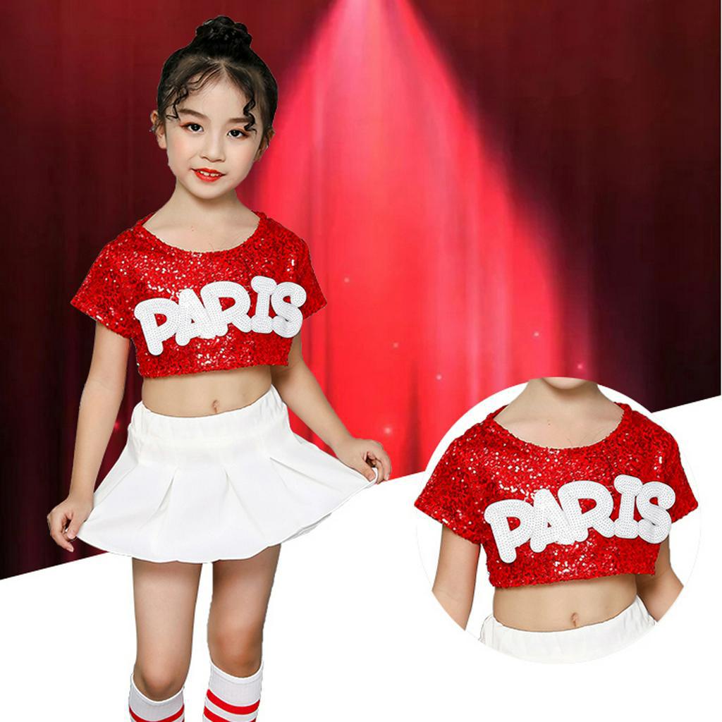 Bộ Trang Phục Múa Cổ Vũ Đính Kim Sa Xinh Xắn Cho Bé Gái