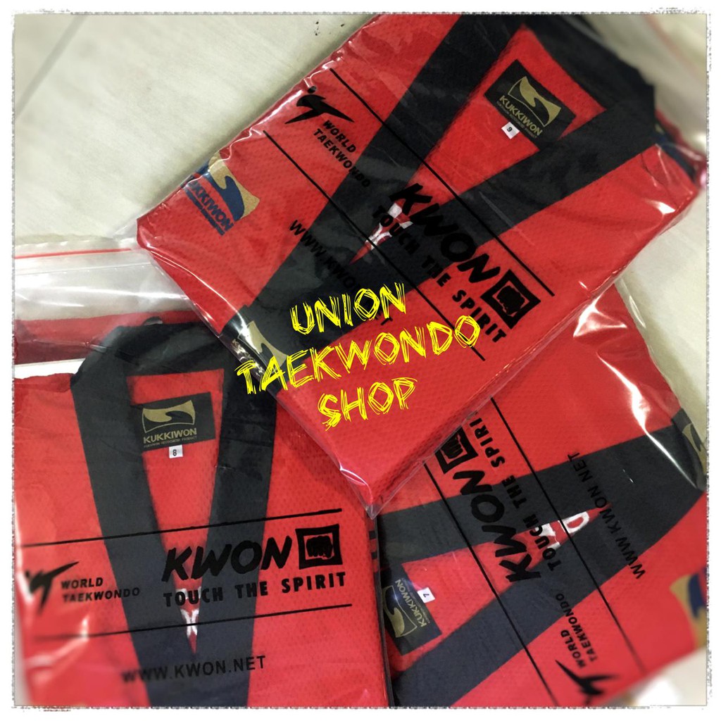 Áo Quần Võ Phục Taekwondo KUKKIWON Kim Cương ĐỎ | Tặng Kèm Móc Khóa Taekwondo #UnionTaekwondoSHOP