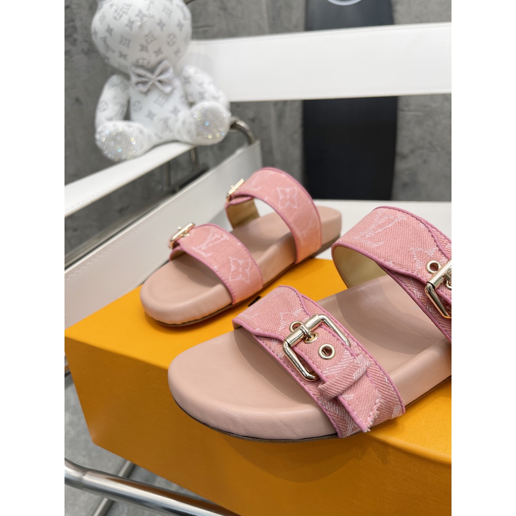 Dép nữ da thật thời trang cao cấp Louis Vuitton LV phong cách trẻ trung, năng động