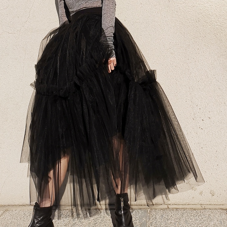 Chân Váy Chữ A Ba Lớp Dáng Ôm Lưng Cao Màu Đen Thời Trang Cho Nữ