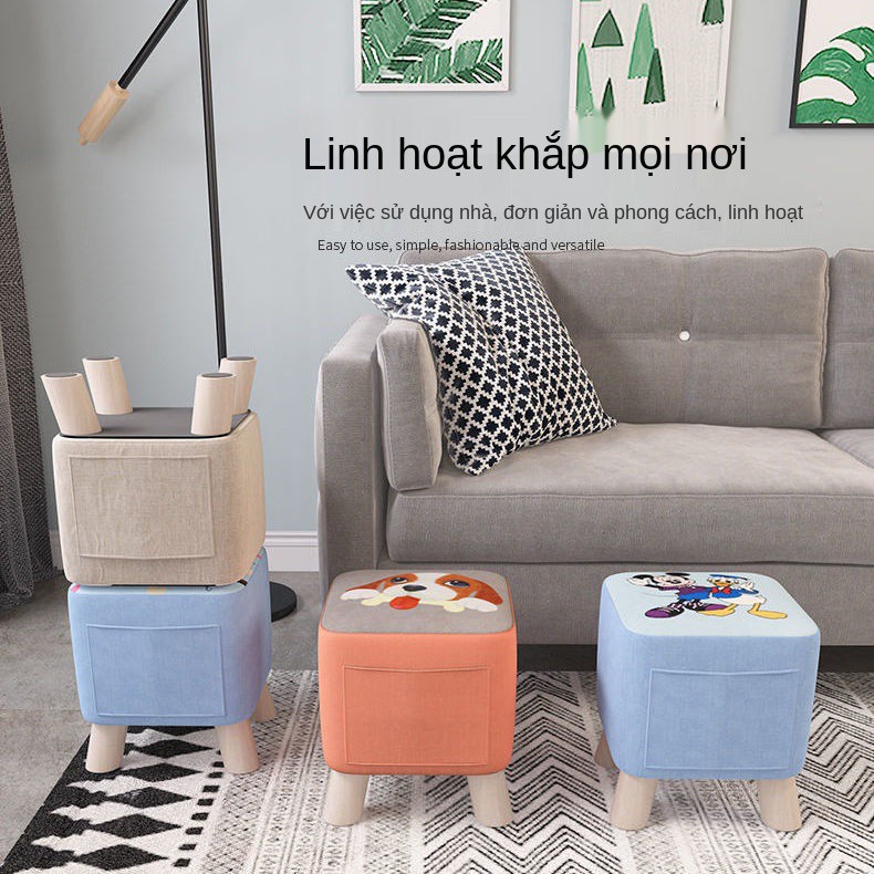 Ghế đẩu nhỏ Nhà ngồi Cầu tàu sofa Thời trang Thấp Phòng khách Gỗ rắn Người lớn đôn vuông <