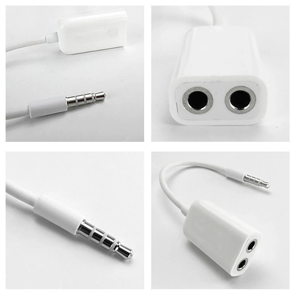SHOUHOU 1 PC 3.5mm White Earphone Y Splitter Cable Headphone Cord Adapter Jack Plug Audio Cable Cellphone Accessories