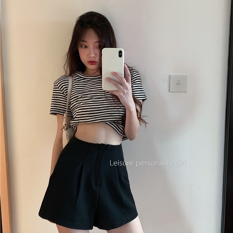 Quần Short Nữ Lưng Cao Ống Rộng Thời Trang Hàn Quốc