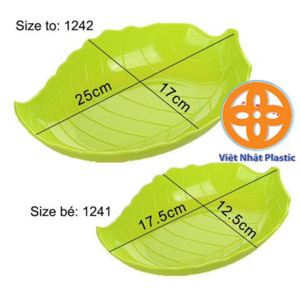 đĩa nhựa hình lá thiết kế đẹp mắt, đĩa nhựa Việt Nhật đựng hoa quả, bánh kẹo