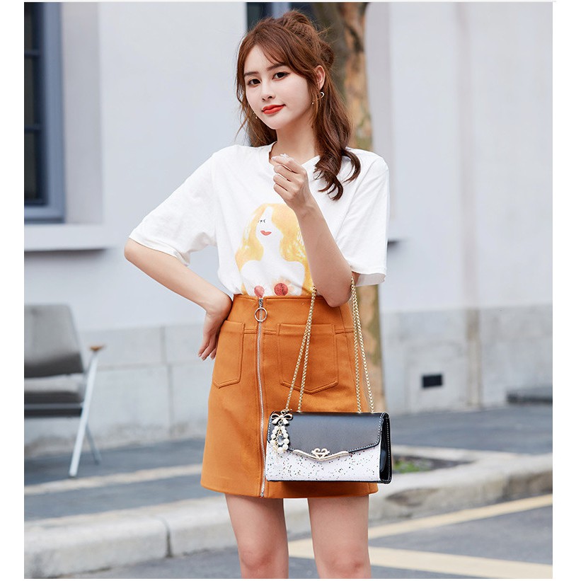 [ TÚI NỮ HÀN QUỐC ] Túi Đeo Chéo Khóa Gài T19 Trái Tim -CÓ 4 MÀU LỰA CHỌN CÓ PHỤ KIỆN NƠ NGỌC TRAI MẠ VÀNG NON ĐI KÈM | BigBuy360 - bigbuy360.vn