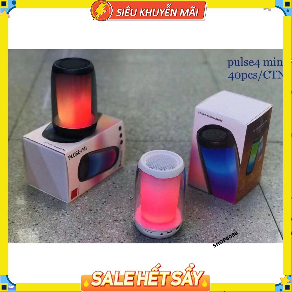Loa Bluetooth Mini PULSE 4 MINI Âm Bass Cực Hay Có ĐÈN Led Đổi Màu Hàng Cao Cấp Hỗ Trợ Thẻ Nhớ, USB, Jack 3.5