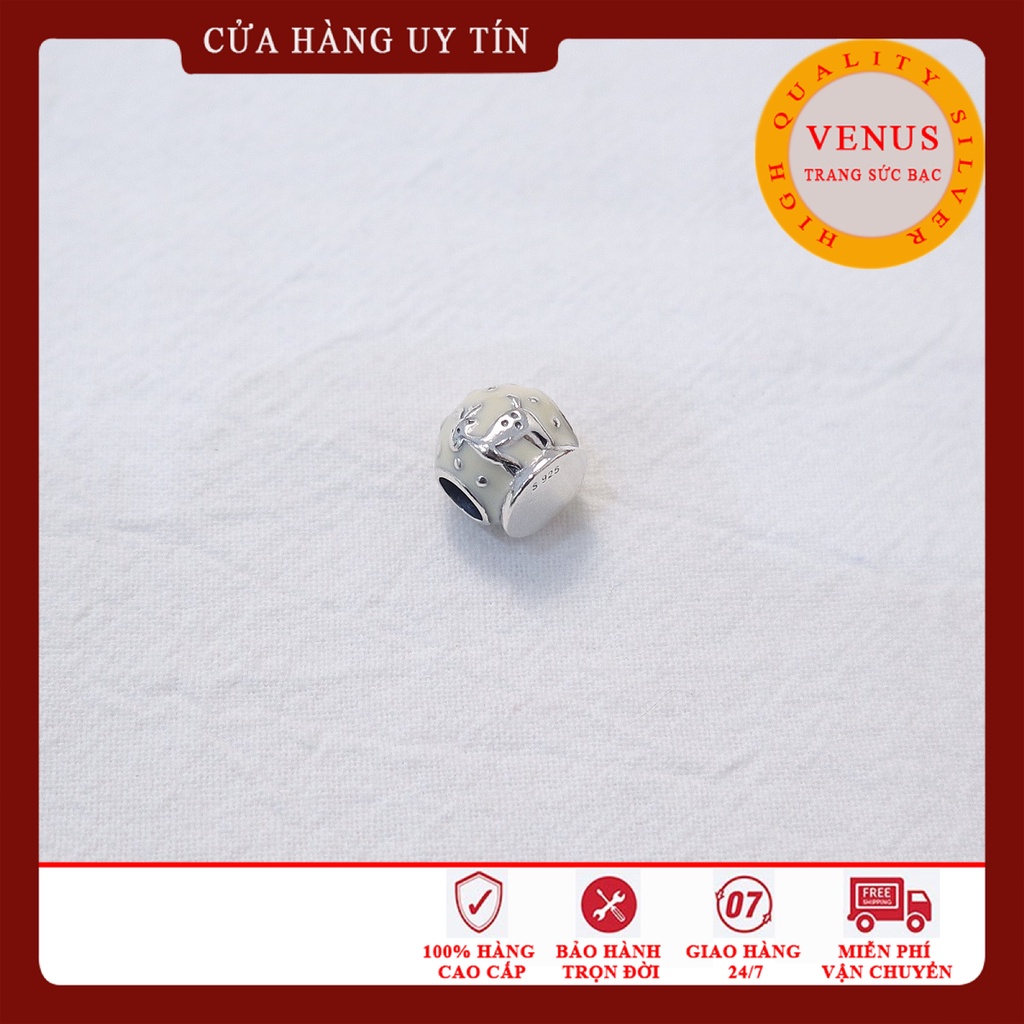 [Charm bạc 925 cao cấp] Charm cầu trắng in hình con nai- Mã sản phẩm VENUSNC