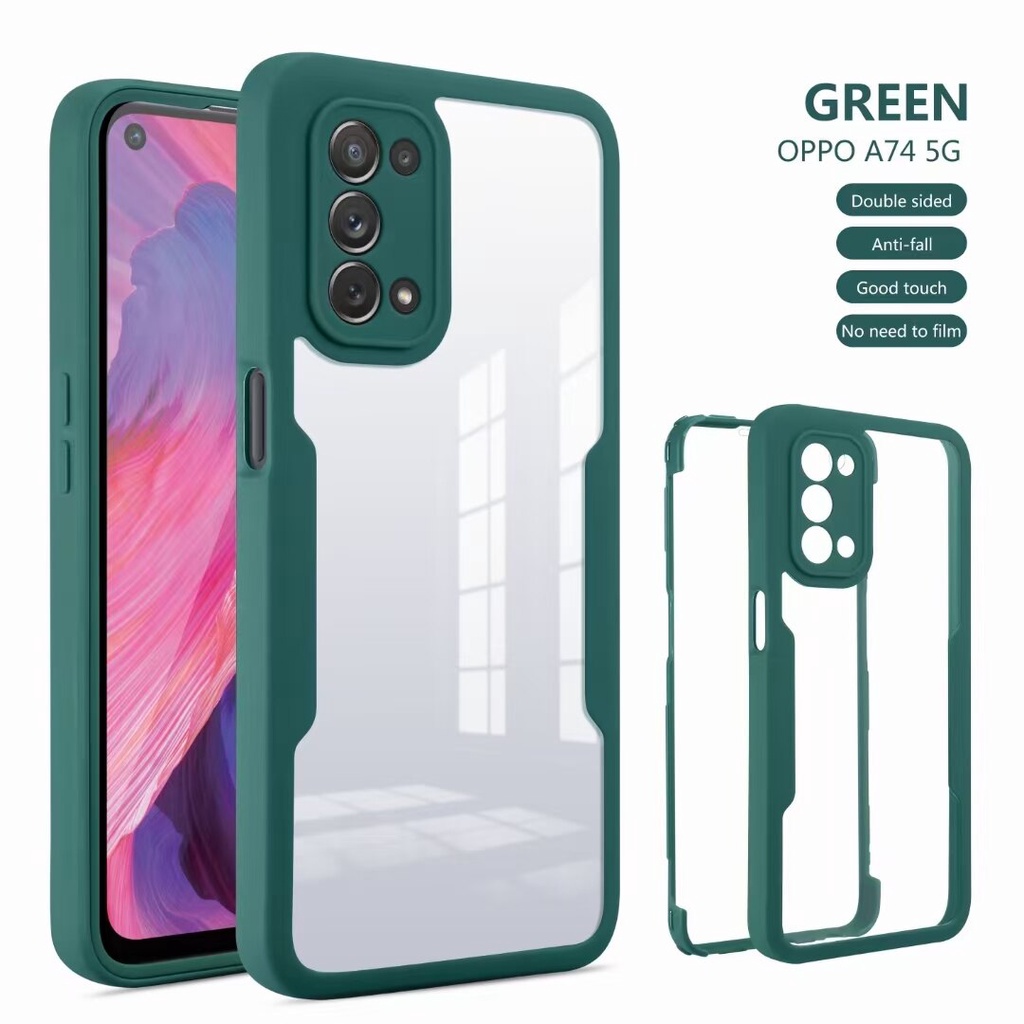 Ốp điện thoại TPU + acrylic bảo vệ 360 độ cho OPPO A15 A74 A93 A54 5G A94 RENO 4Z 5G A74 4G A92S A53 A52 A92 REALME 8 4G 8 PRO