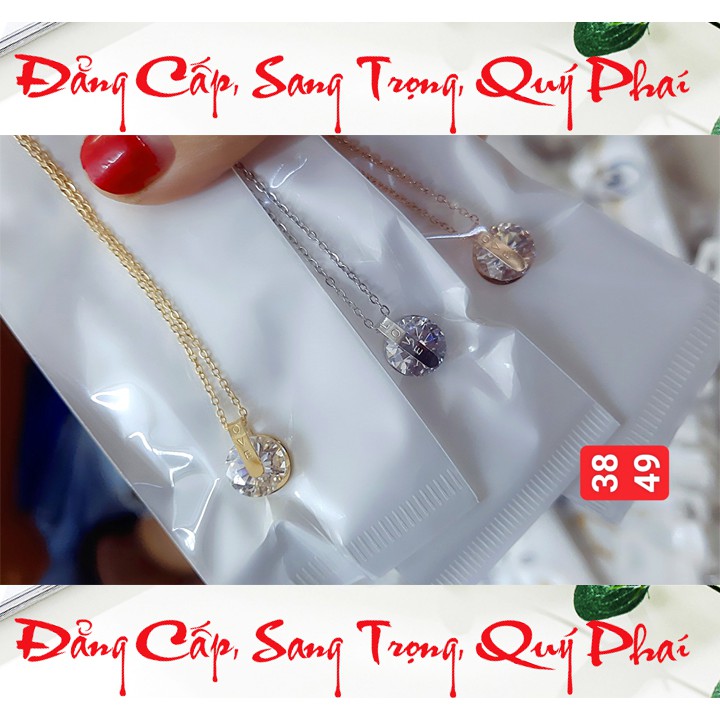 Dây chuyền nữ titan cao cấp hình chữ love kẹp đá tròn nhỏ xinh, siêu đẹp, bền màu, hợp thời trang
