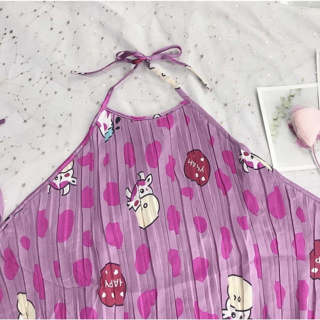 Yếm ngủ lụa Satin dập li quần bèo quyến rũ (Ảnh chụp thật) | BigBuy360 - bigbuy360.vn