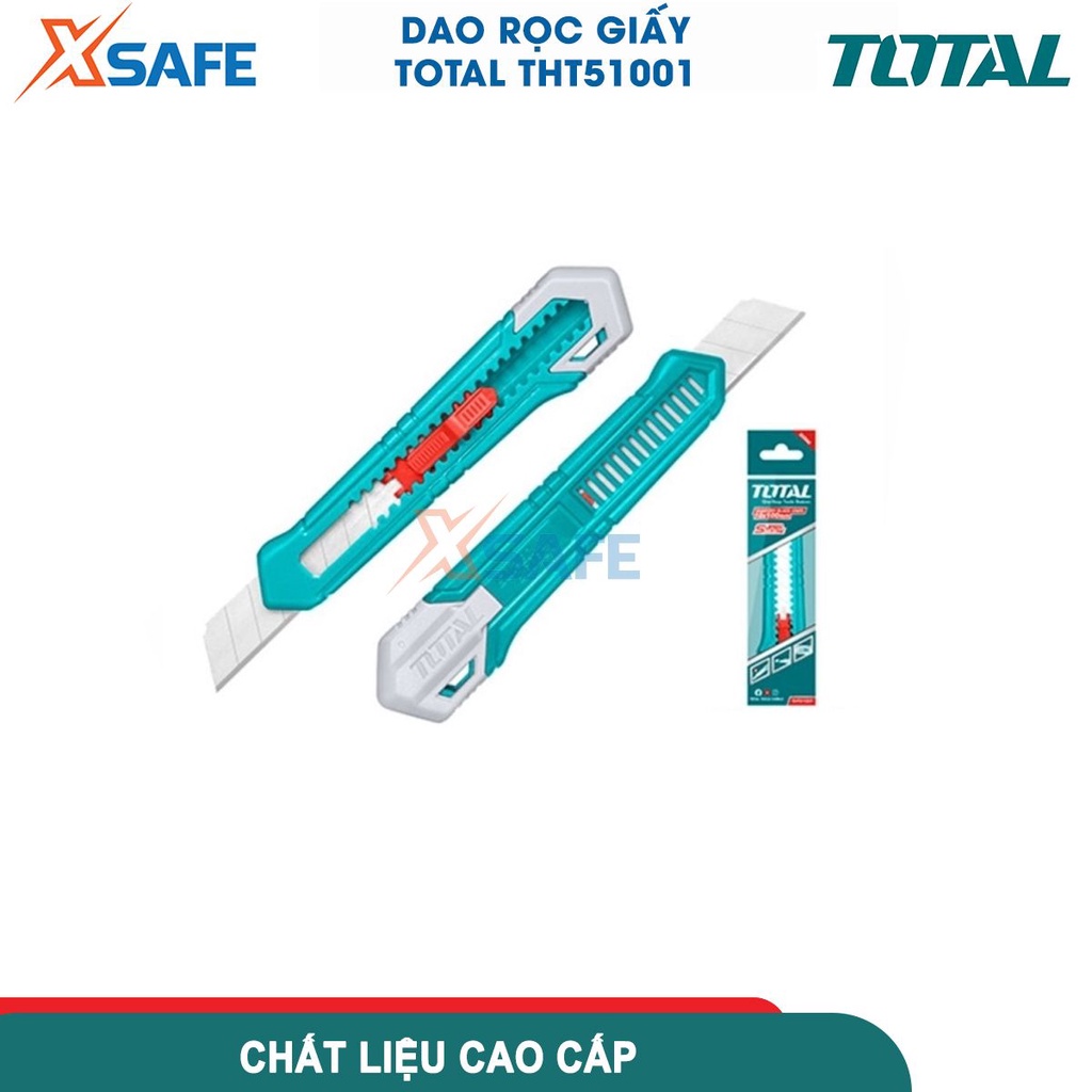 Dao rọc giấy TOTAL THT51001 kích thước lưỡi 18x100mm, dài 152mm, nút ấn dẹp, có thể thay thế lưỡi dao - CHÍNH HÃNG