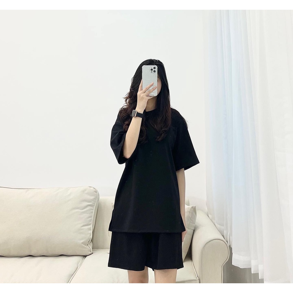 (FREESHIP) set đồ cotton tổ ong cộc tay trơn miho.house