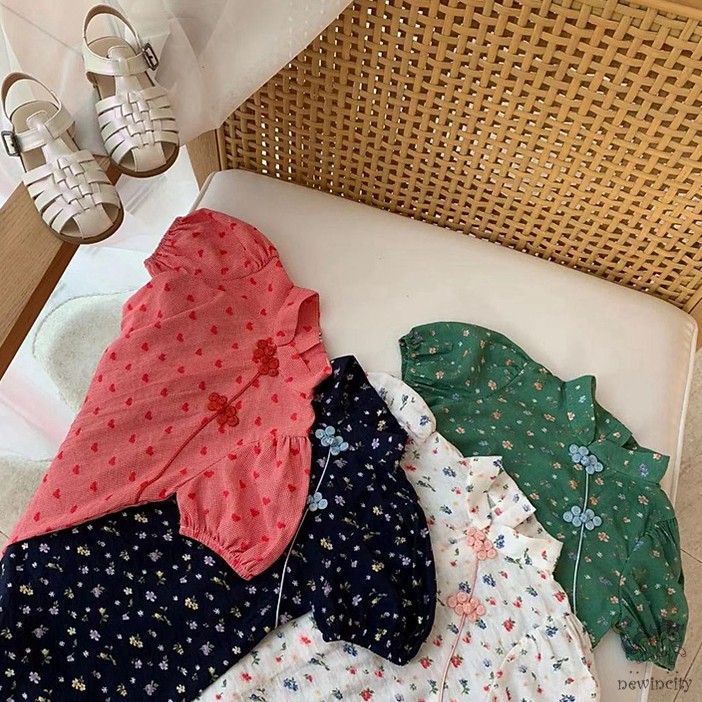 Đầm Bé Gái In Hoa Phong Cách Hàn Quốc