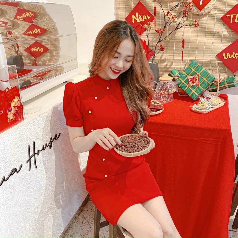 Đầm dự tiệc dạng sườn xám phối cườm siêu xinh form cực tôn dáng [0618]