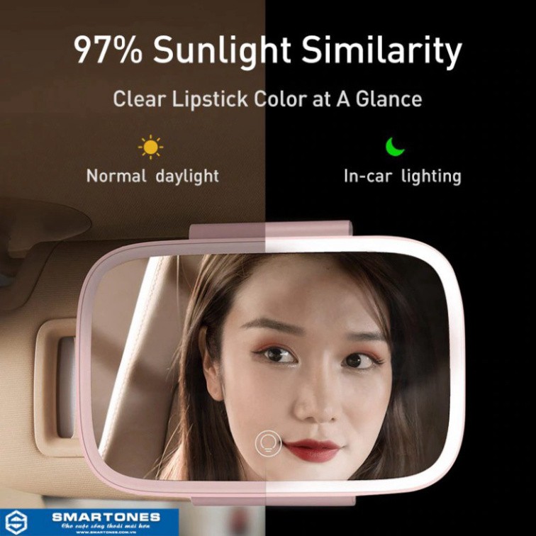 Gương chiếu hậu trong xe ô tô Baseus Delicate Queen, tráng gương 4K mạ bạc tích hợp đèn LED, kích thước 8.3 inch