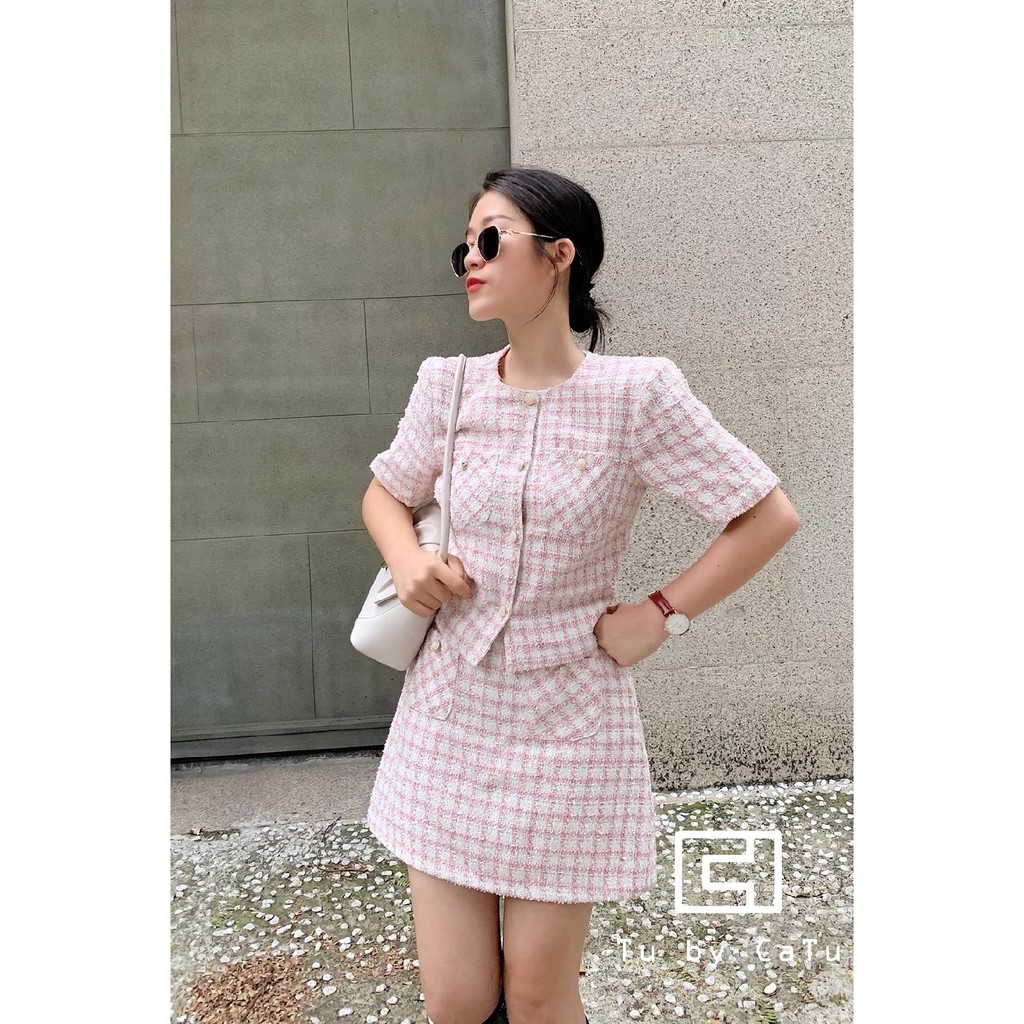 [Mã WABRLOW5 giảm 15% đơn 300K] TUBYCATU | Váy bố caro hồng 2 túi