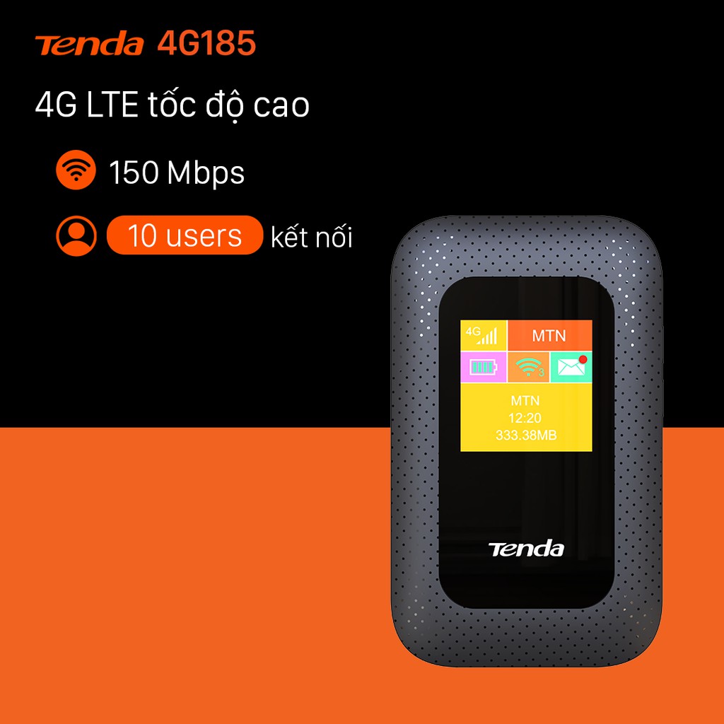 Tenda 4G185 Pocket WiFi 4G LTE Di động Wi-Fi AX300 Wi-Fi Màn hình 6 màu Điểm phát sóng Wi-Fi Cắm và chạy - Hàng Chính | BigBuy360 - bigbuy360.vn