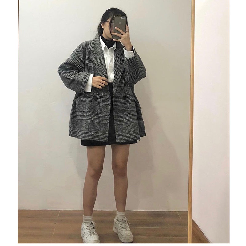 Áo Khoác Dạ Kẻ 2 Lớp Dày Dặn Hàng Quảng Châu M618- Lolla_Fashion
