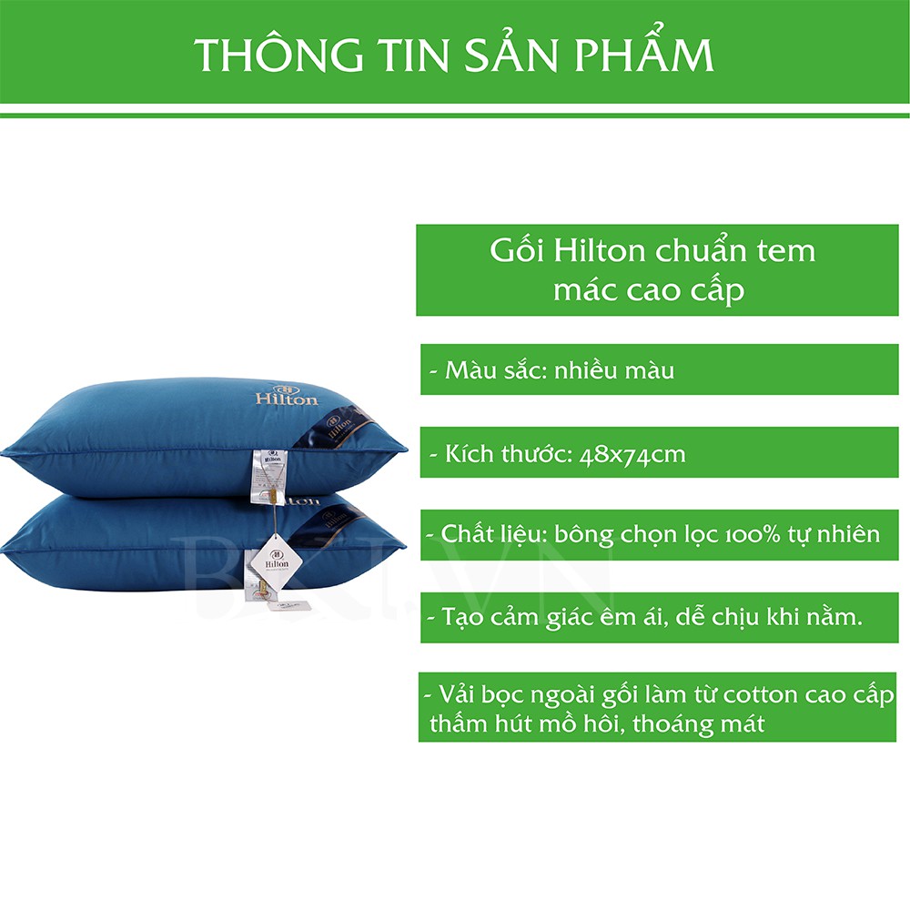 [Mã SR11JUNE5 giảm 20K đơn 50K] COMBO 2 Cặp Gối HILTON Cao Cấp Êm Ái Mềm Mại Cho Bạn Giấc Ngủ Như Ý