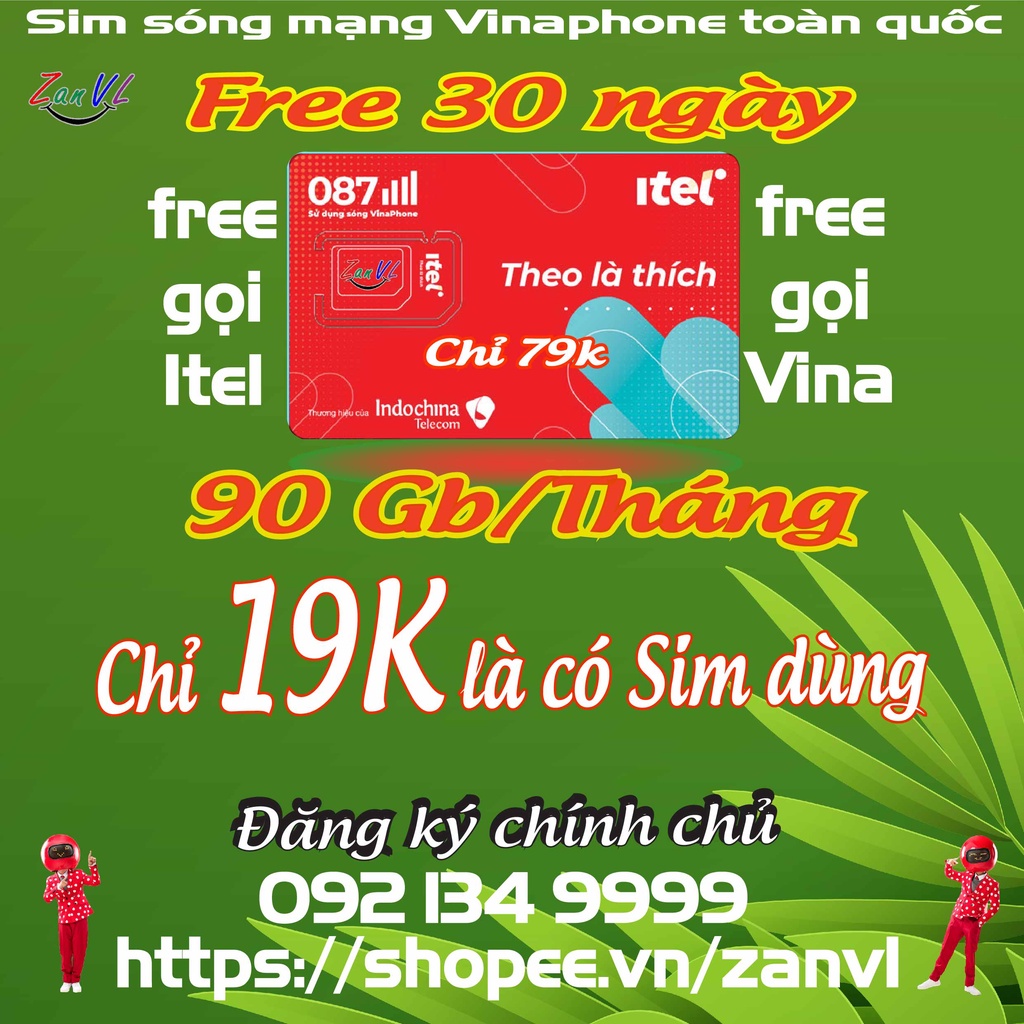 Sim 4G Itel Giá Rẻ Itelecom V77, Free 30 ngày dùng đầu, 3GB/ngày, Giá 79k