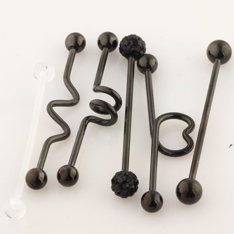 Set 6 Khuyên Tai Thanh Tạ 14G 38mm Màu Cầu Vồng