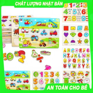 Bảng ghép hình gỗ có núm nhựa phát triển tư duy cho bé