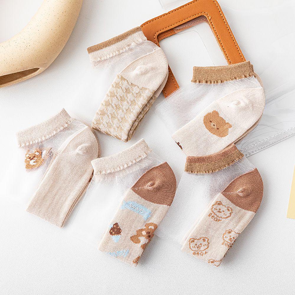 Vớ Cotton Mỏng Thoải Mái Họa Tiết Gấu Hợp Thời Trang Cho Nữ