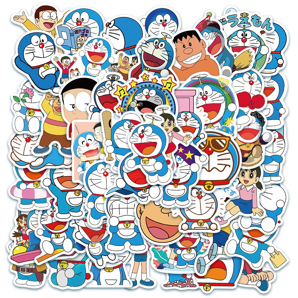 [FREESHIP 40K] SET 50 MIẾNG STICKER DÁN DORAEMON CHỐNG NƯỚC DÁN NÓN BẢO HIỂM, LAPTOP, VALI, TỦ, BÀN HỌC, XE MÁY