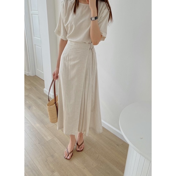 Set áo + chân váy linen