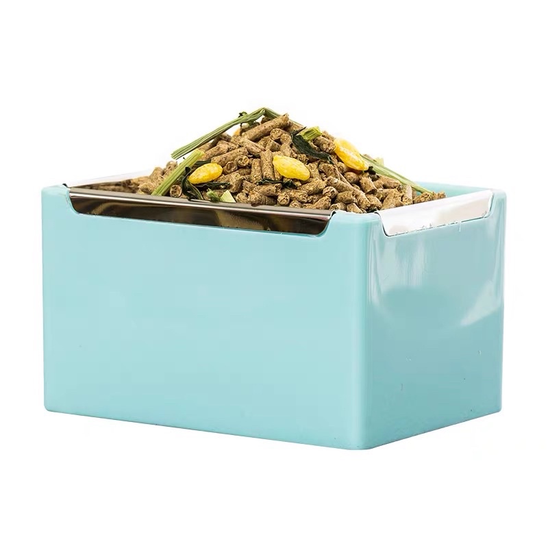 chén chữ nhật gắn lồng dành cho thỏ, bọ, chó, mèo